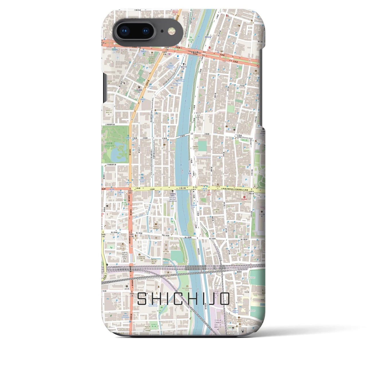 【七条(京都府)】地図柄iPhoneケース(バックカバータイプ)