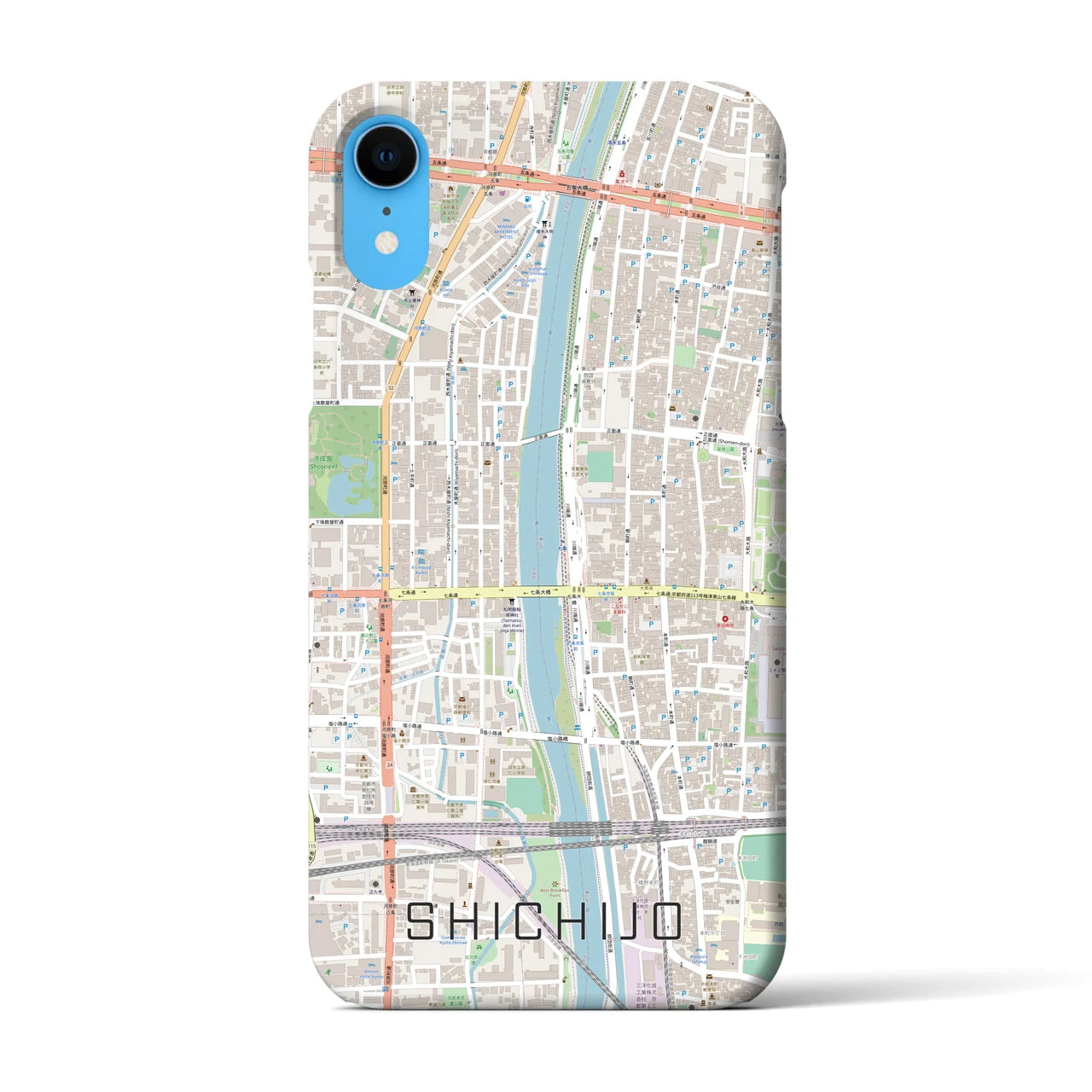 【七条(京都府)】地図柄iPhoneケース(バックカバータイプ)