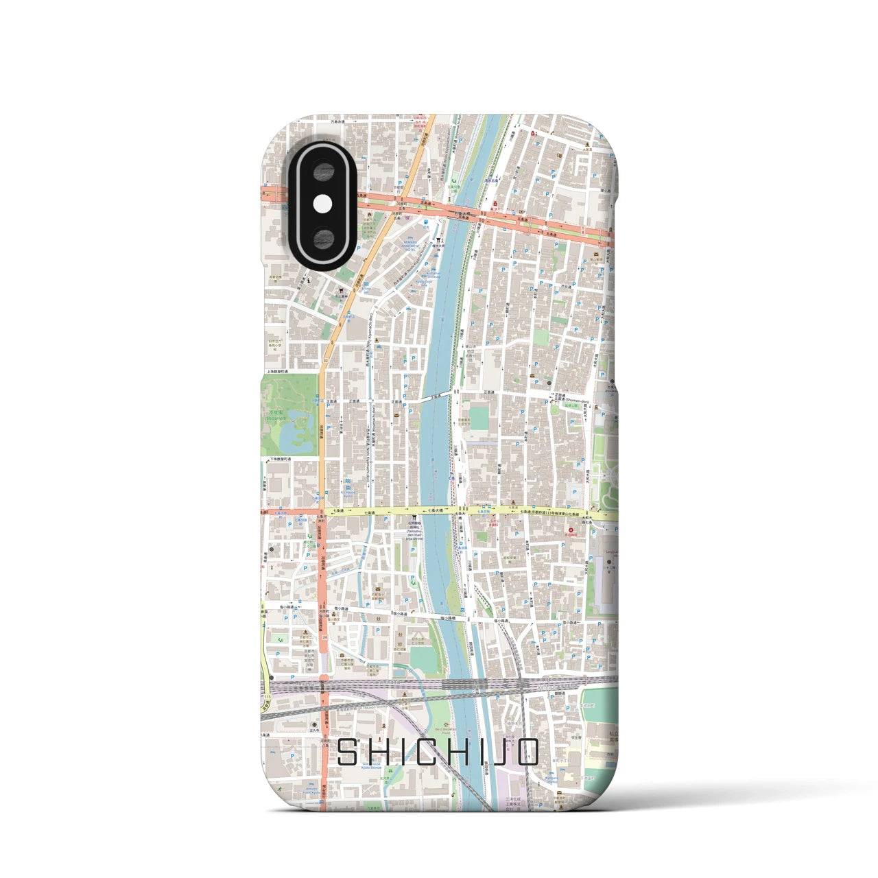【七条(京都府)】地図柄iPhoneケース(バックカバータイプ)