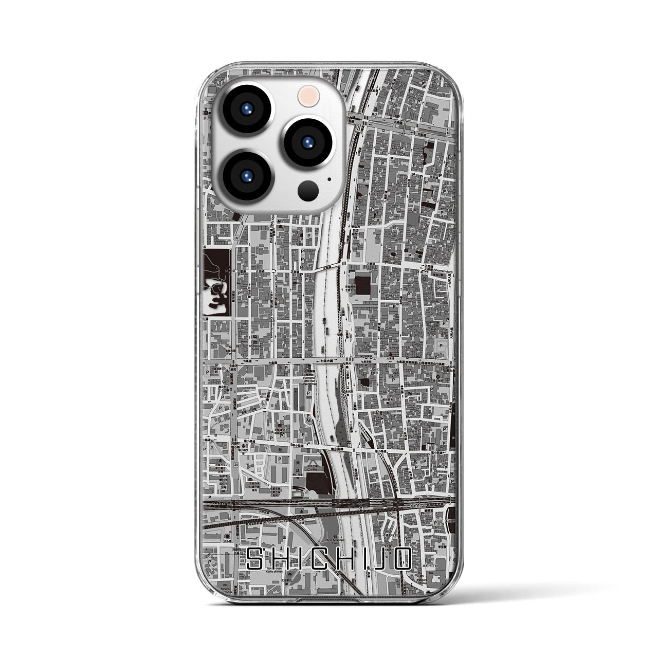 【七条(京都府)】地図柄iPhoneケース(クリアタイプ)