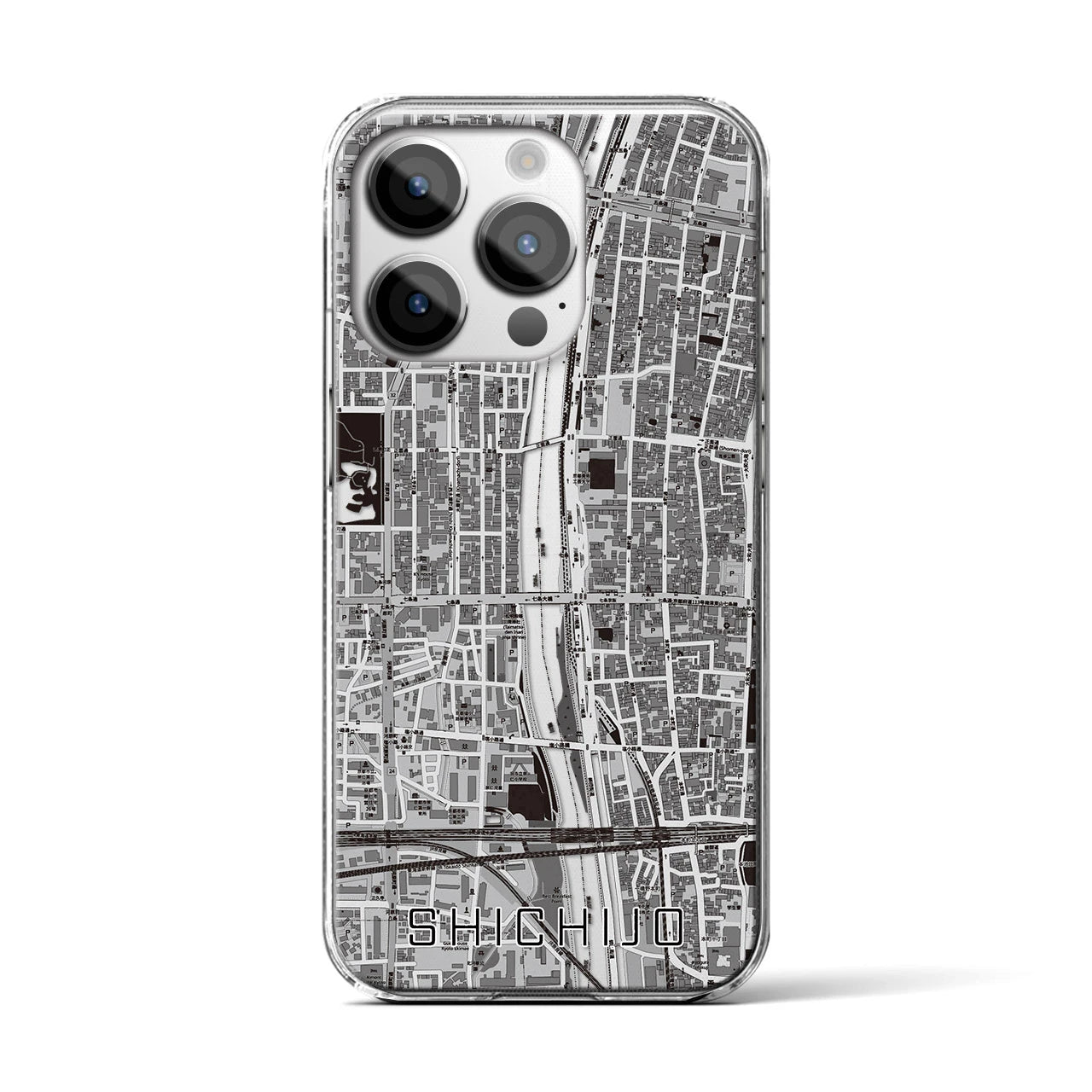 【七条(京都府)】地図柄iPhoneケース(クリアタイプ)