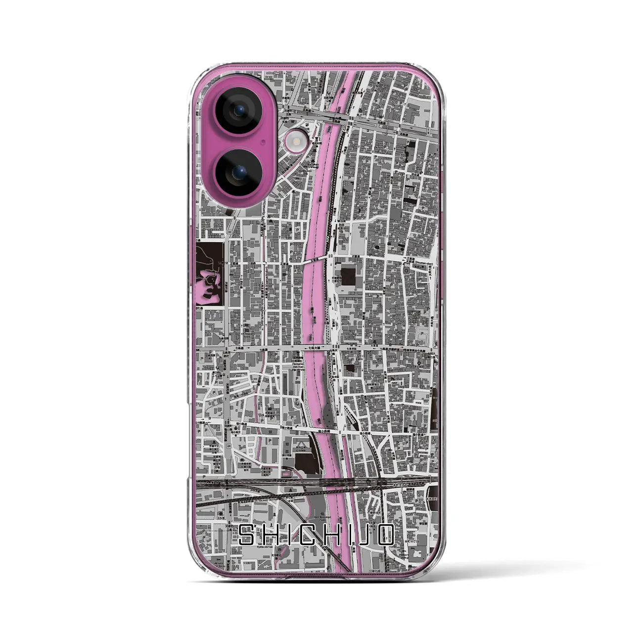 【七条(京都府)】地図柄iPhoneケース(クリアタイプ)