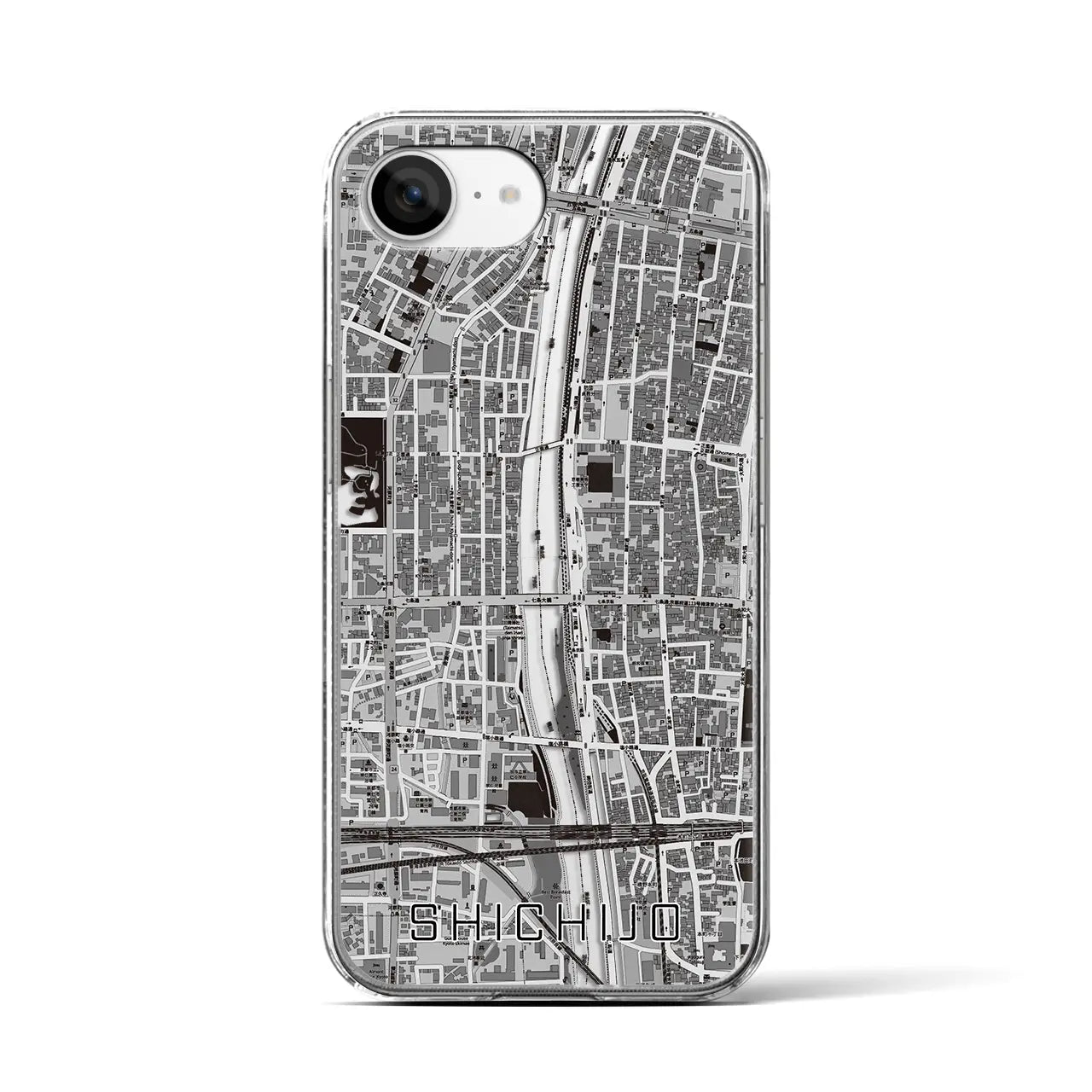 【七条(京都府)】地図柄iPhoneケース(クリアタイプ)