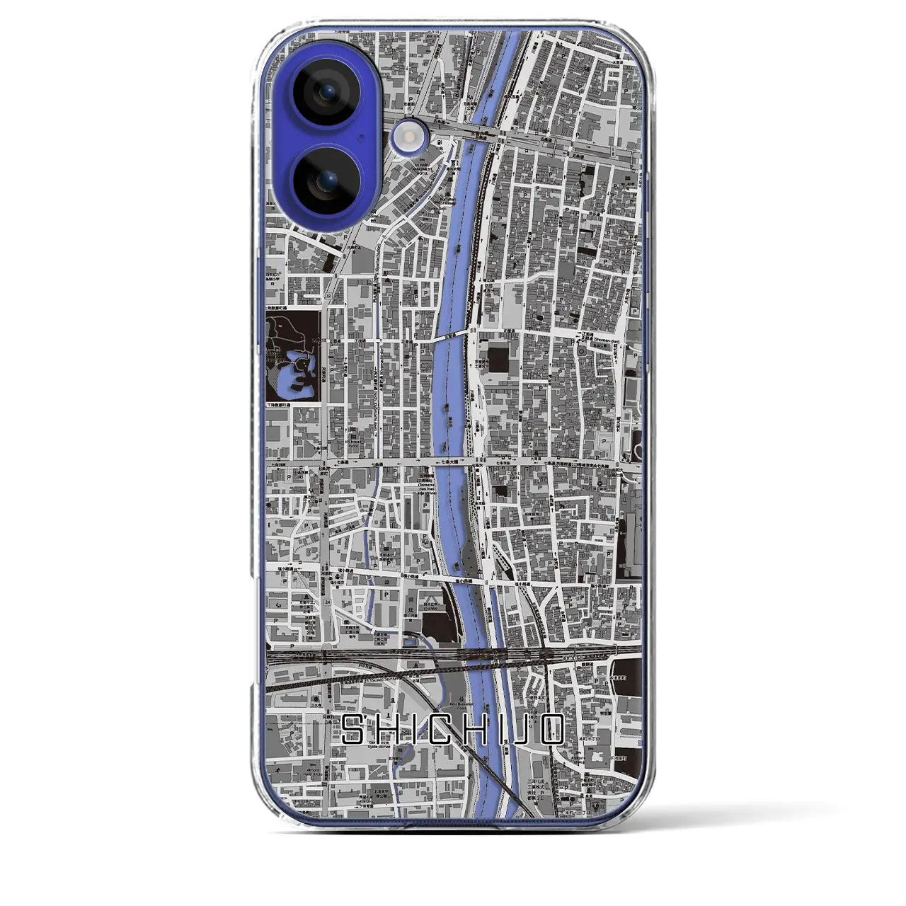 【七条(京都府)】地図柄iPhoneケース(クリアタイプ)