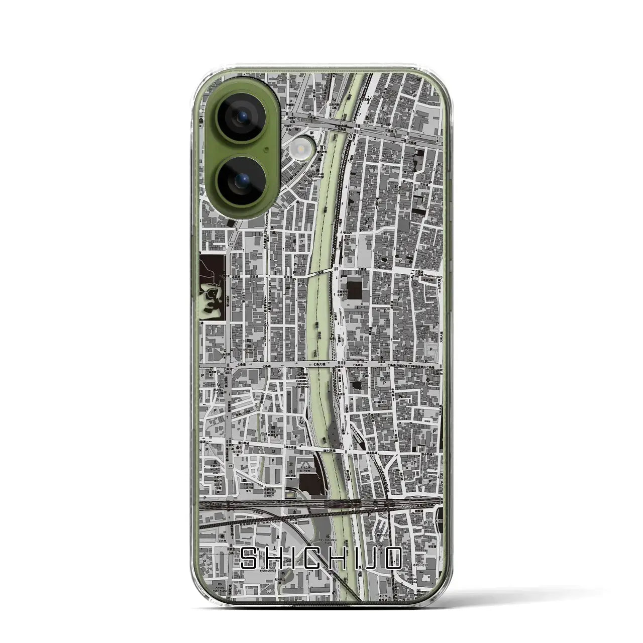 【七条(京都府)】地図柄iPhoneケース(クリアタイプ)モノトーン・iPhone 17 Pro Max 用