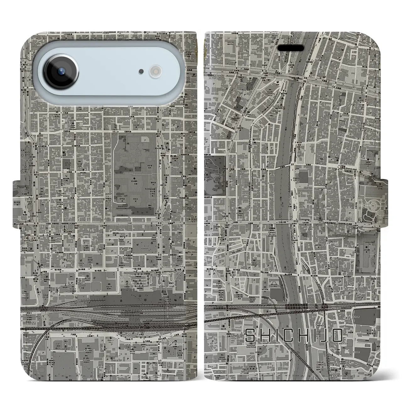 【七条(京都府)】地図柄iPhoneケース(手帳タイプ)