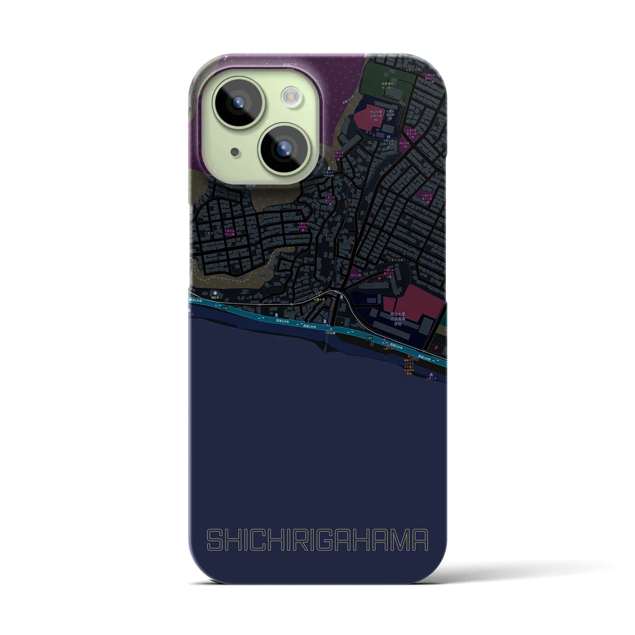 【七里ヶ浜(神奈川県)】地図柄iPhoneケース(バックカバータイプ)