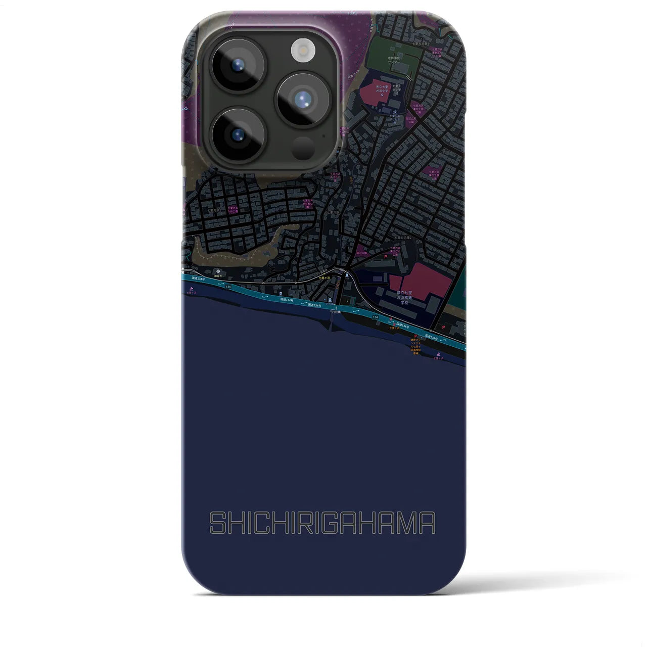 【七里ヶ浜(神奈川県)】地図柄iPhoneケース(バックカバータイプ)