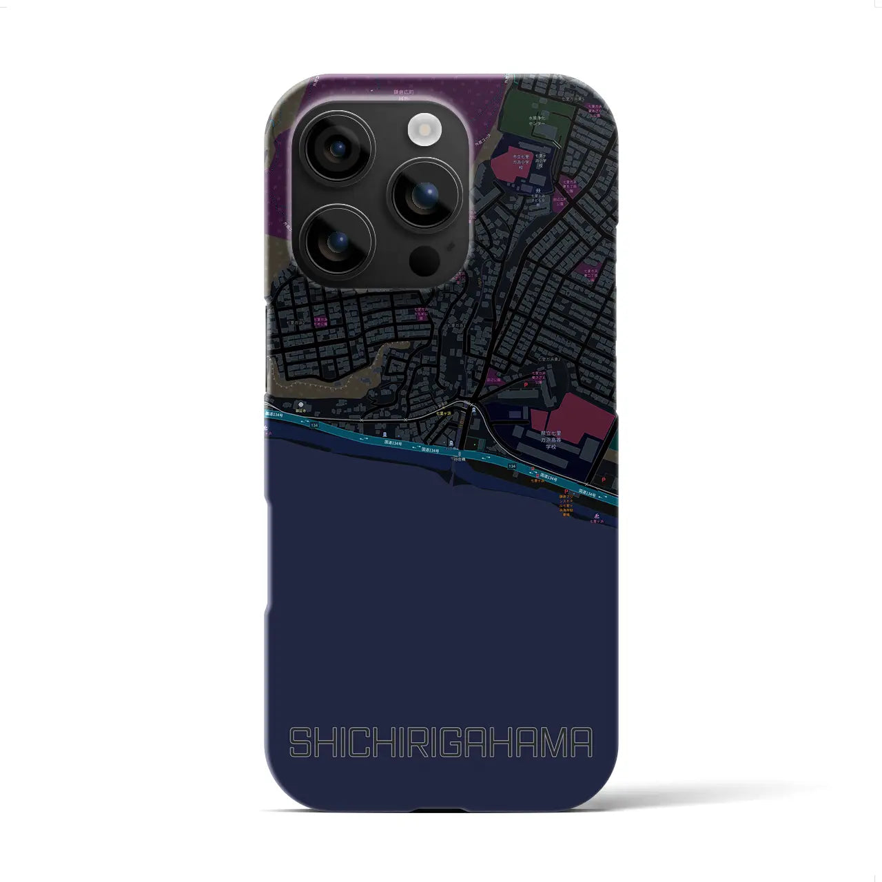 【七里ヶ浜(神奈川県)】地図柄iPhoneケース(バックカバータイプ)