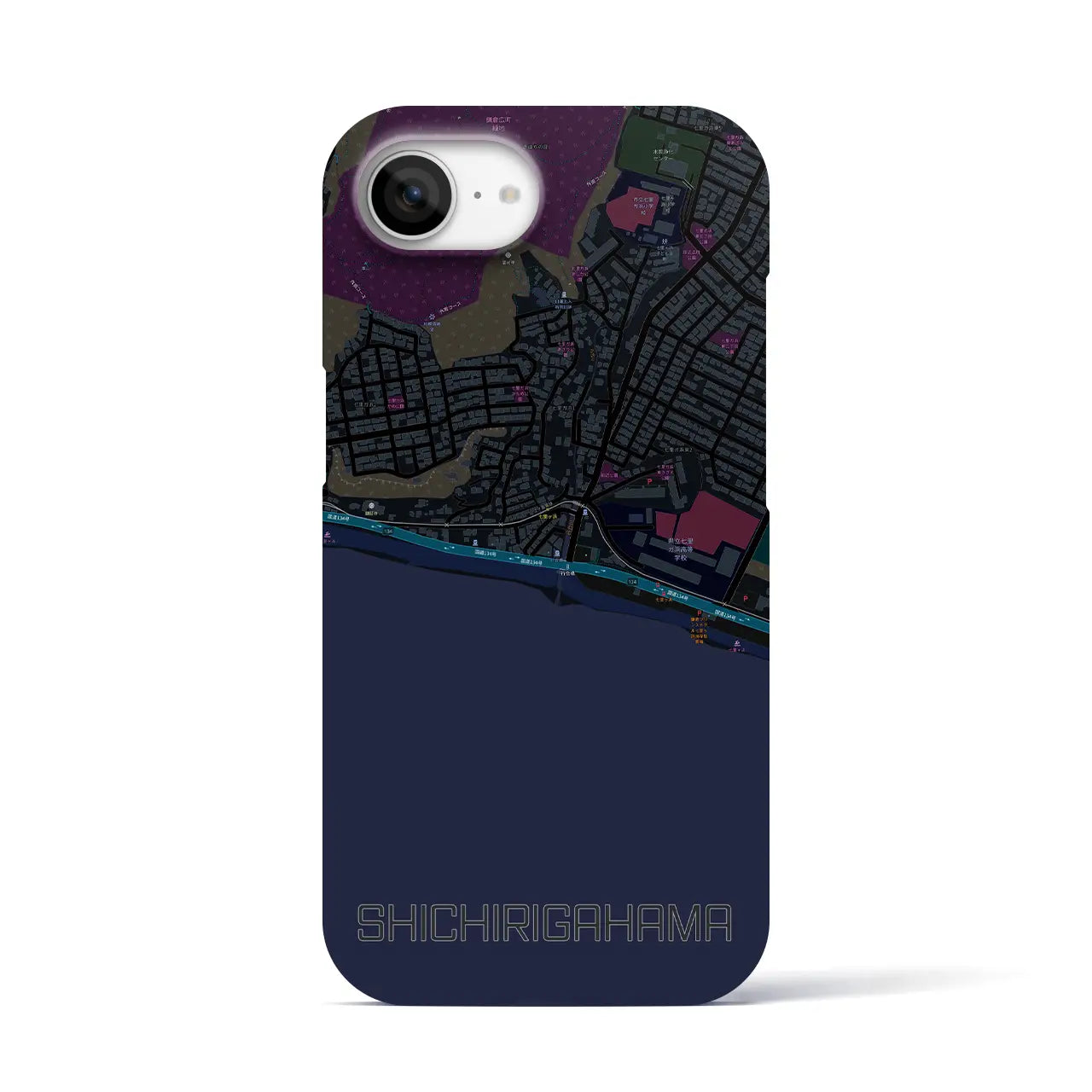 【七里ヶ浜(神奈川県)】地図柄iPhoneケース(バックカバータイプ)
