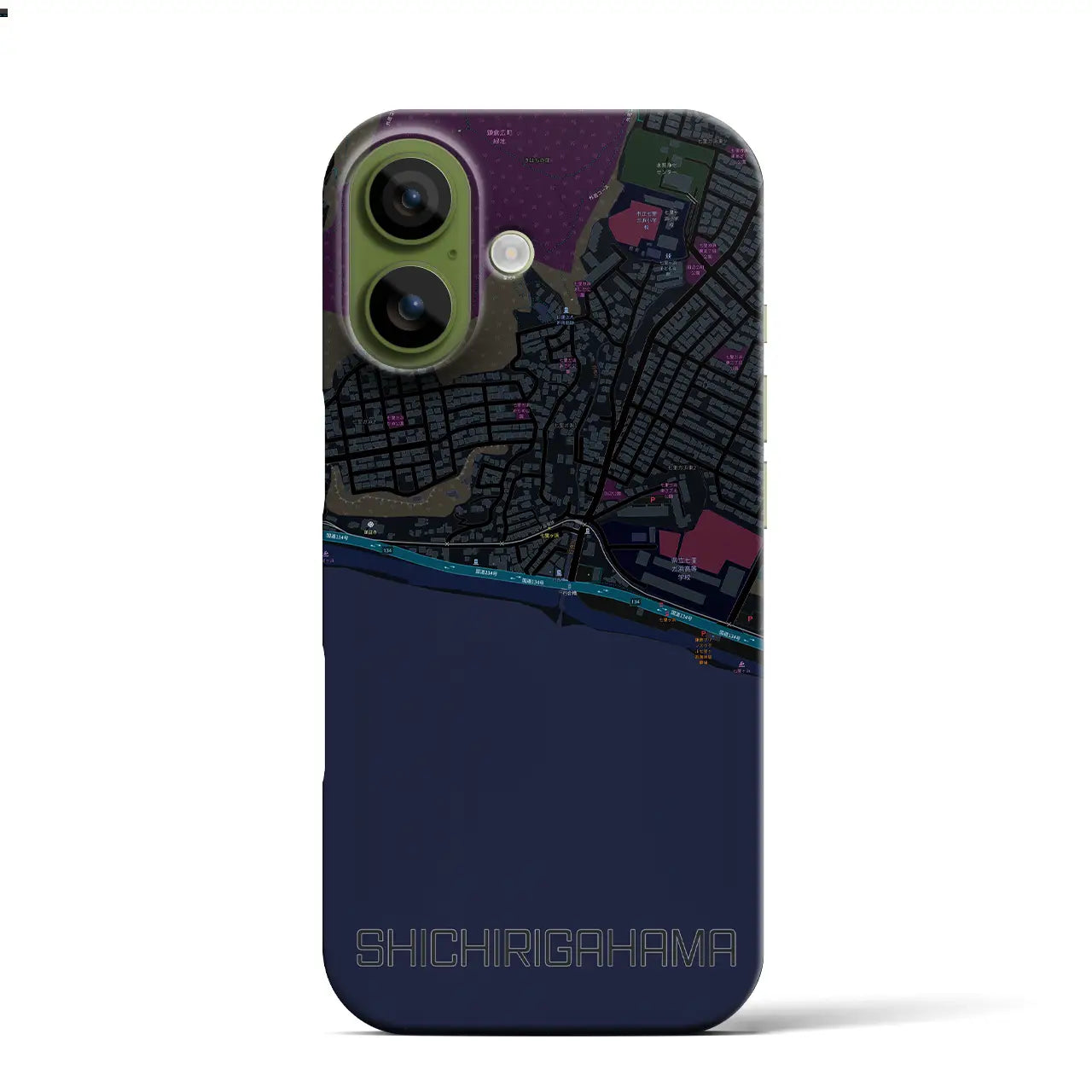 【七里ヶ浜(神奈川県)】地図柄iPhoneケース(バックカバータイプ)