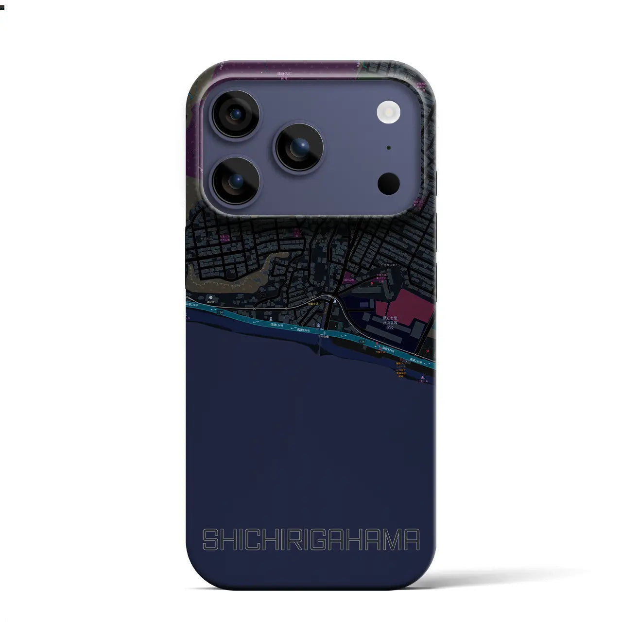 【七里ヶ浜(神奈川県)】地図柄iPhoneケース(バックカバータイプ)