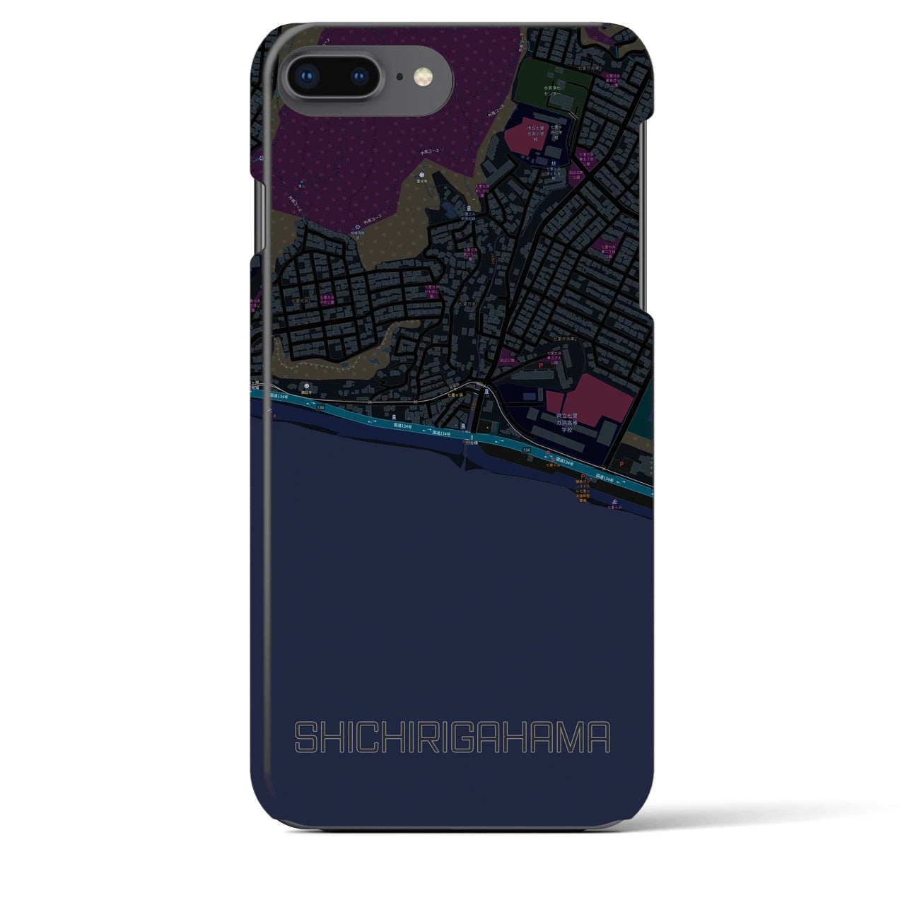 【七里ヶ浜(神奈川県)】地図柄iPhoneケース(バックカバータイプ)