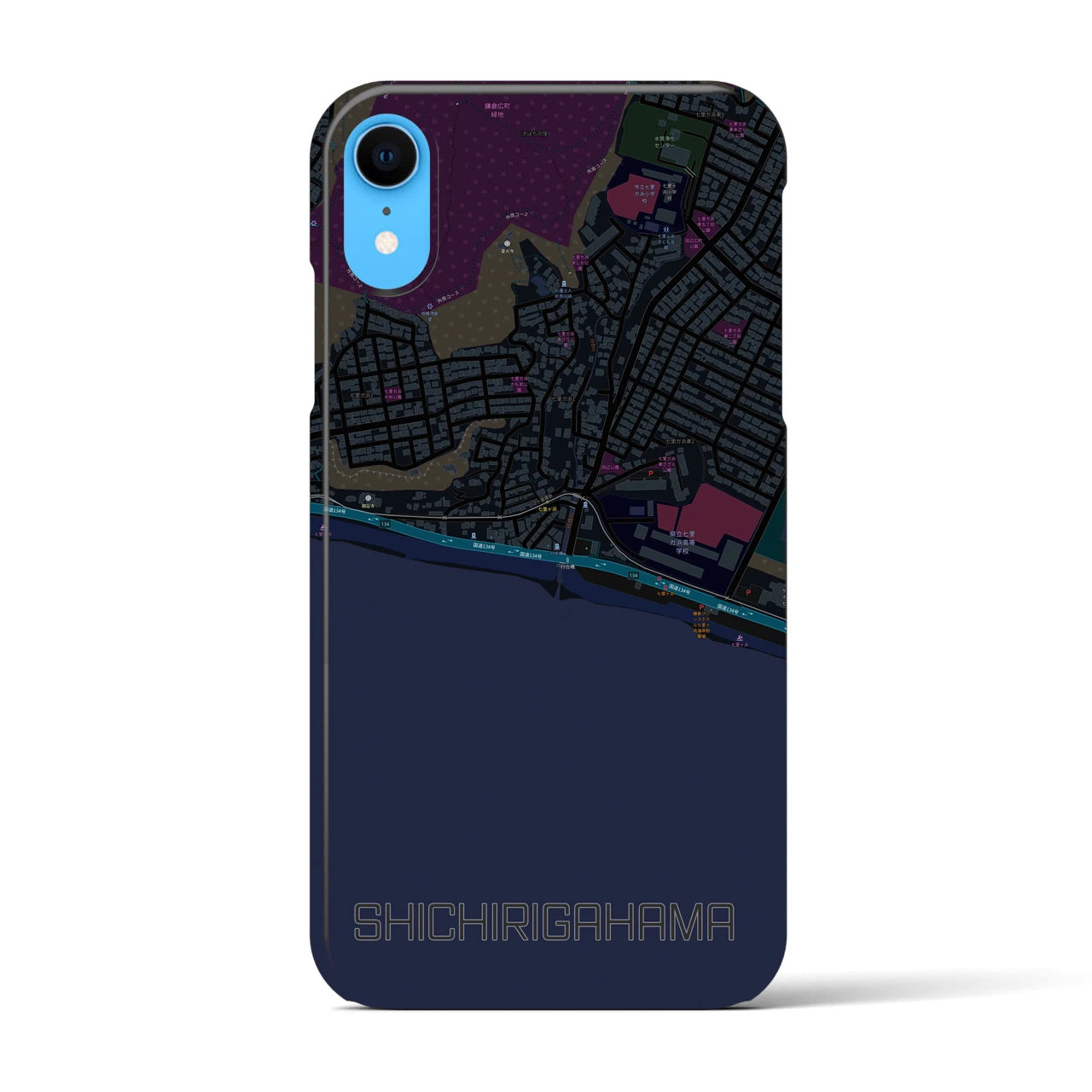 【七里ヶ浜(神奈川県)】地図柄iPhoneケース(バックカバータイプ)
