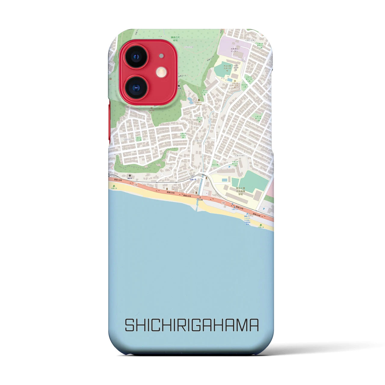 【七里ヶ浜(神奈川県)】地図柄iPhoneケース(バックカバータイプ)