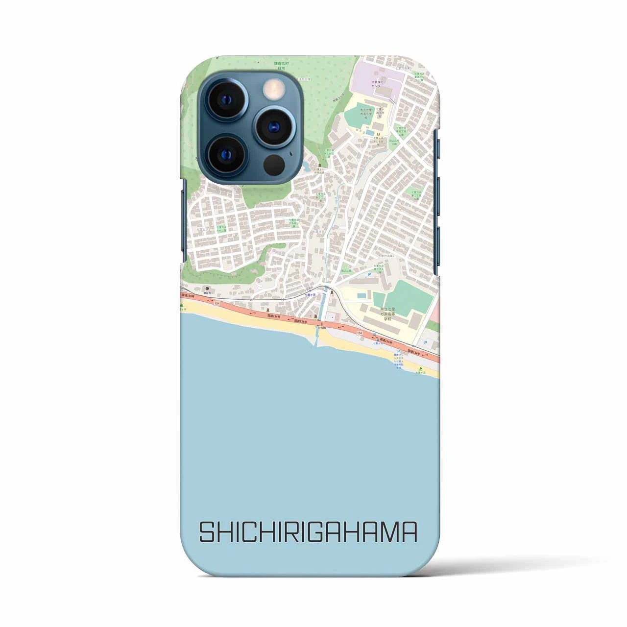 【七里ヶ浜(神奈川県)】地図柄iPhoneケース(バックカバータイプ)