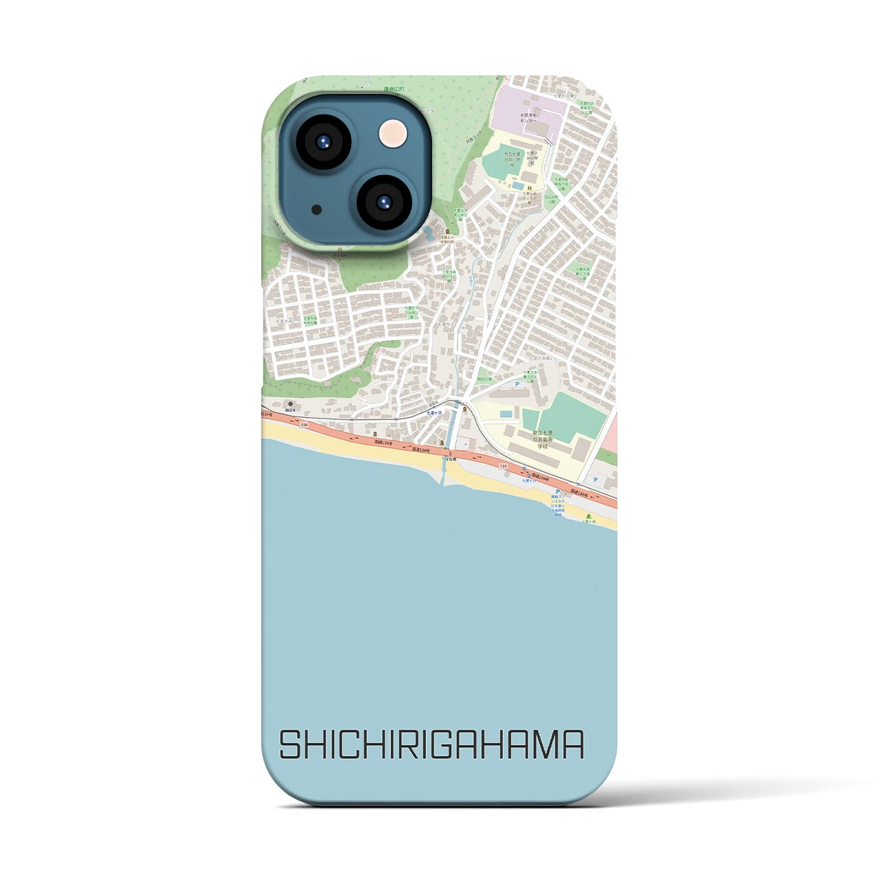 【七里ヶ浜(神奈川県)】地図柄iPhoneケース(バックカバータイプ)