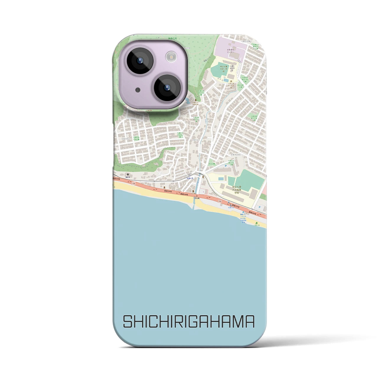 【七里ヶ浜(神奈川県)】地図柄iPhoneケース(バックカバータイプ)