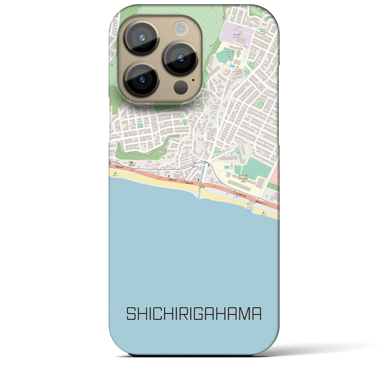 【七里ヶ浜(神奈川県)】地図柄iPhoneケース(バックカバータイプ)