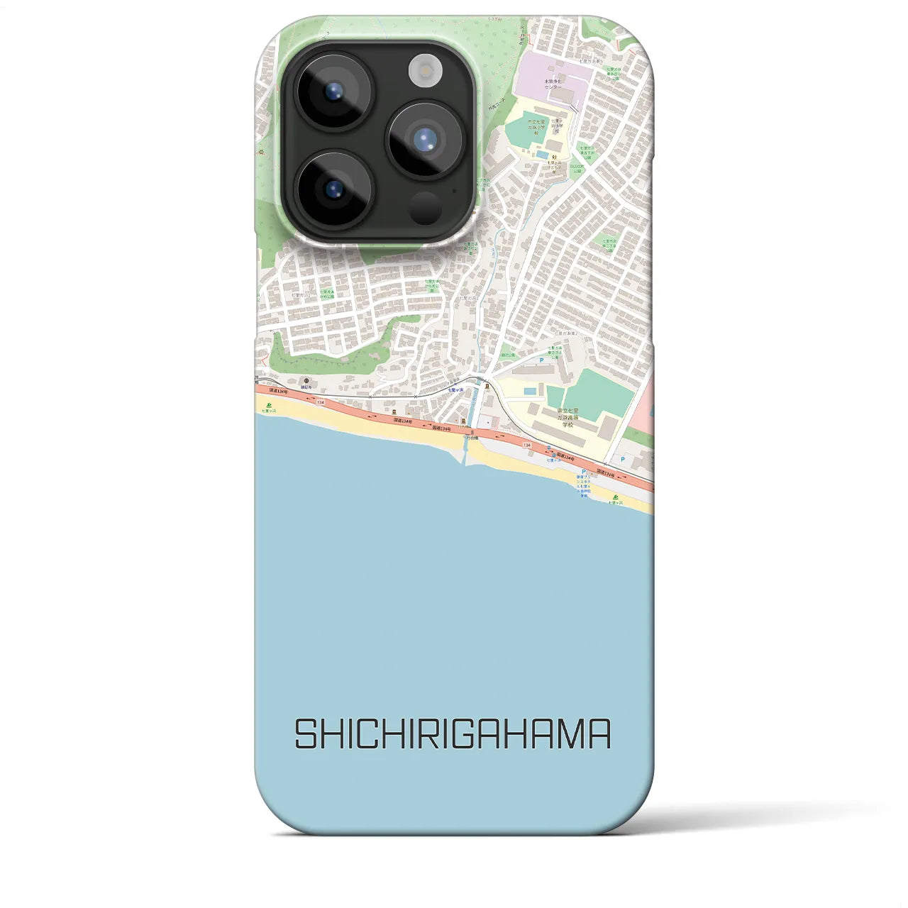 【七里ヶ浜(神奈川県)】地図柄iPhoneケース(バックカバータイプ)