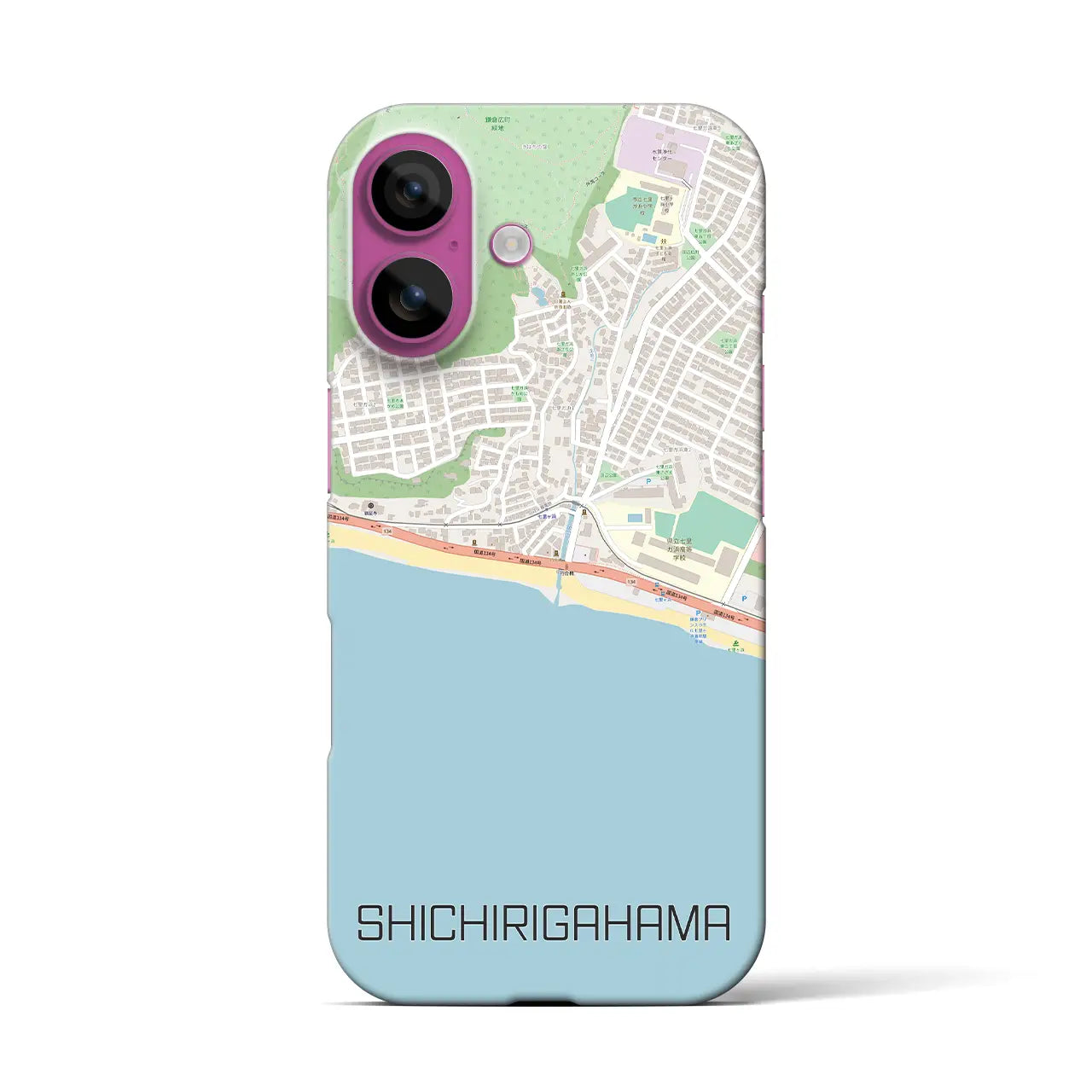 【七里ヶ浜(神奈川県)】地図柄iPhoneケース(バックカバータイプ)