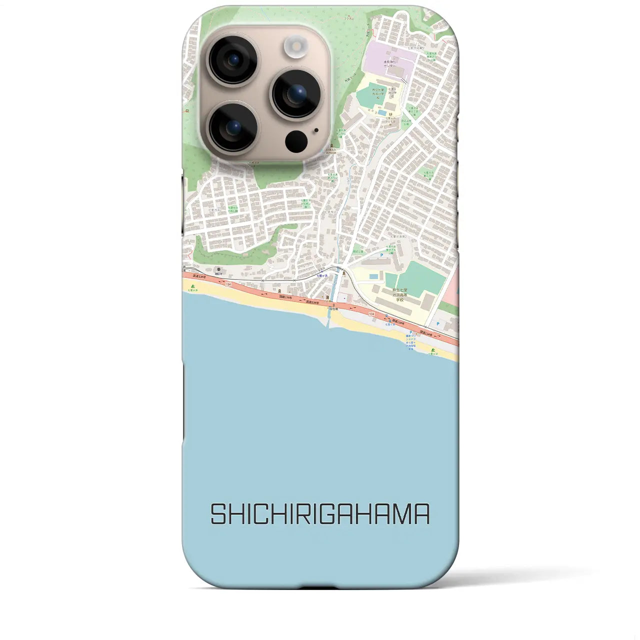 【七里ヶ浜(神奈川県)】地図柄iPhoneケース(バックカバータイプ)