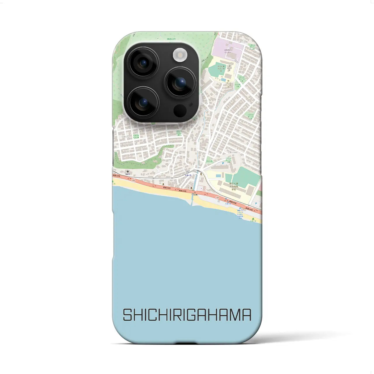 【七里ヶ浜(神奈川県)】地図柄iPhoneケース(バックカバータイプ)