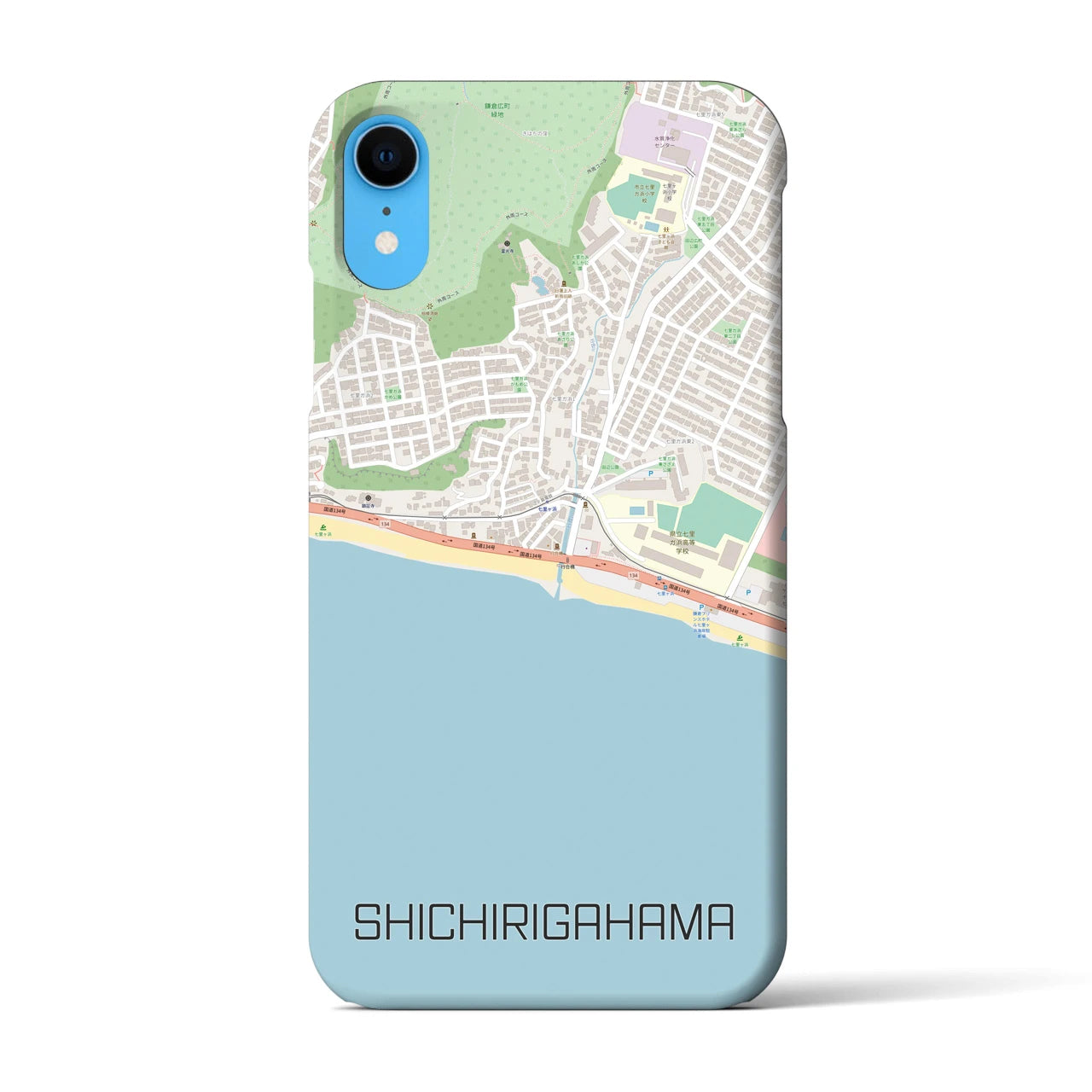 【七里ヶ浜(神奈川県)】地図柄iPhoneケース(バックカバータイプ)