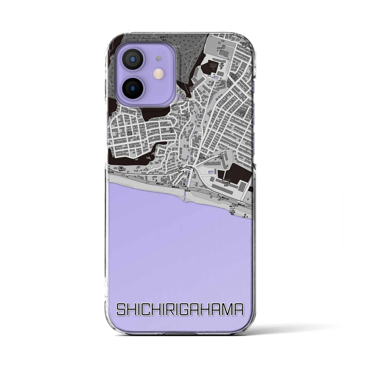 【七里ヶ浜(神奈川県)】地図柄iPhoneケース(クリアタイプ)