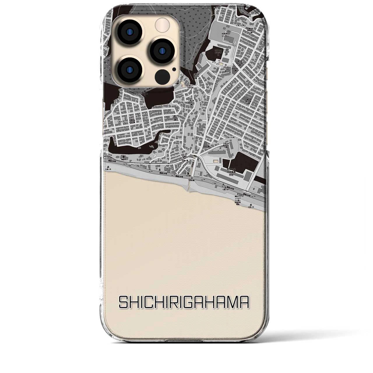 【七里ヶ浜(神奈川県)】地図柄iPhoneケース(クリアタイプ)