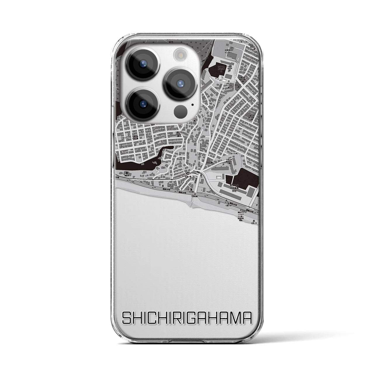 【七里ヶ浜(神奈川県)】地図柄iPhoneケース(クリアタイプ)