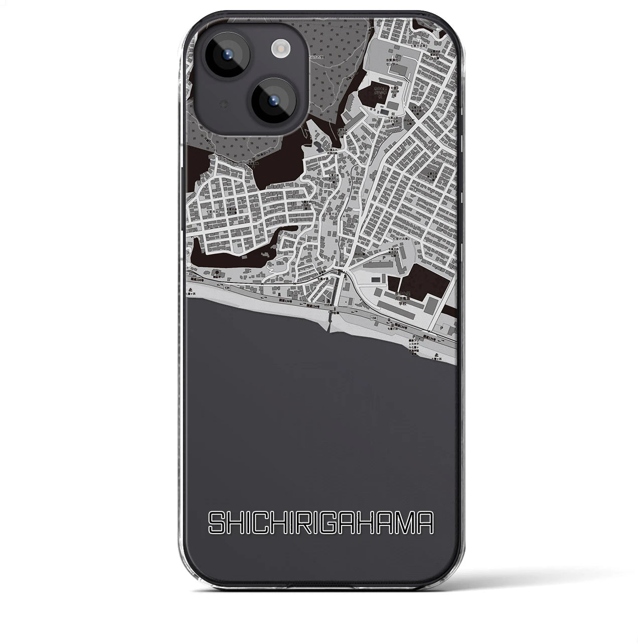 【七里ヶ浜(神奈川県)】地図柄iPhoneケース(クリアタイプ)