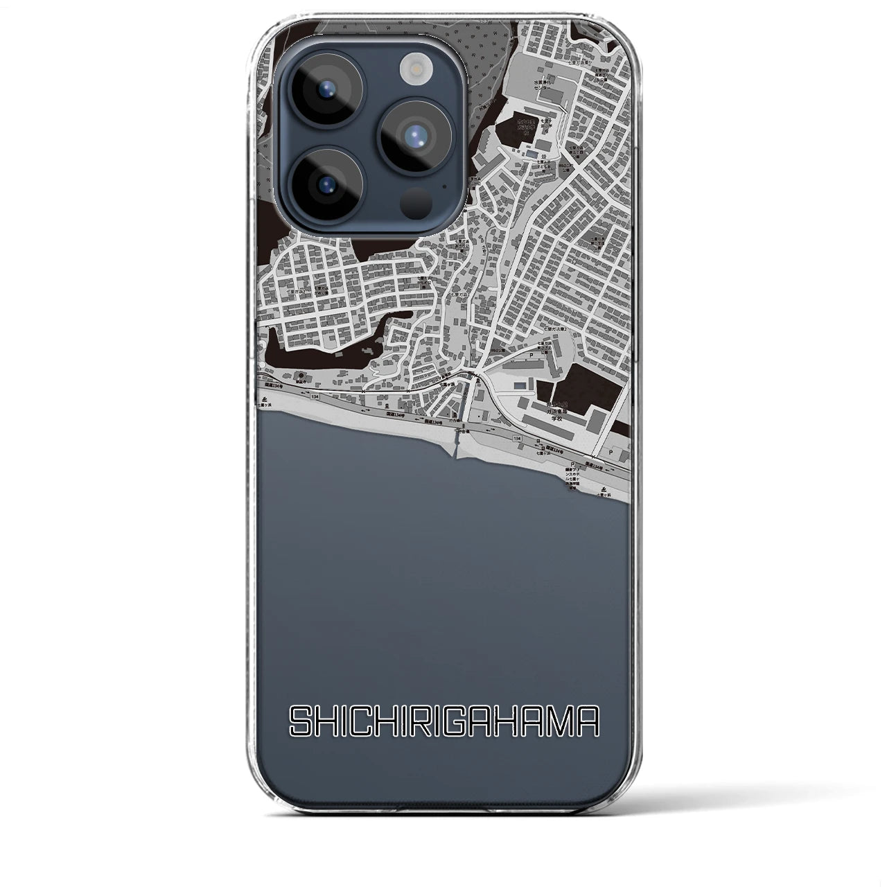 【七里ヶ浜(神奈川県)】地図柄iPhoneケース(クリアタイプ)