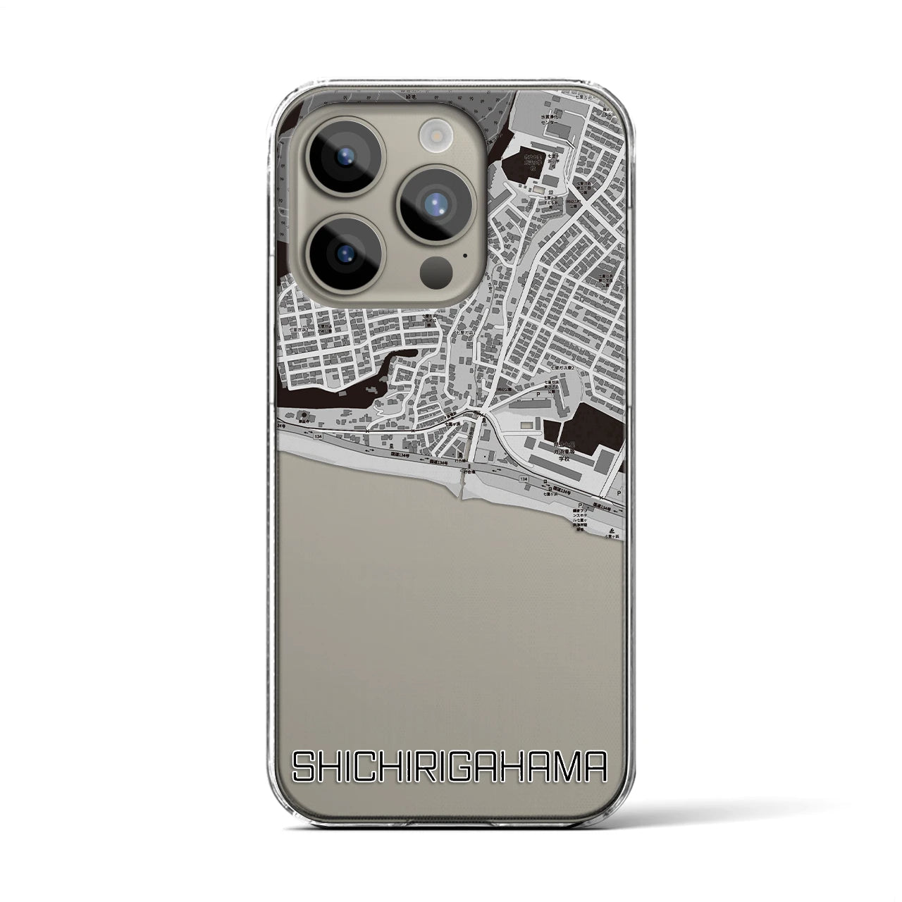 【七里ヶ浜(神奈川県)】地図柄iPhoneケース(クリアタイプ)