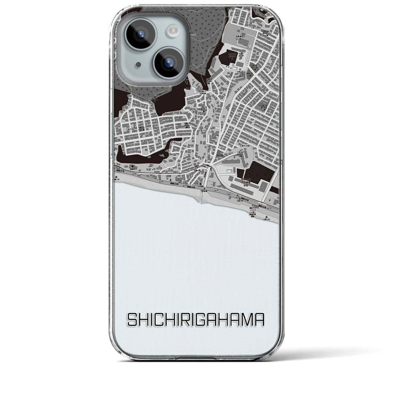 【七里ヶ浜(神奈川県)】地図柄iPhoneケース(クリアタイプ)