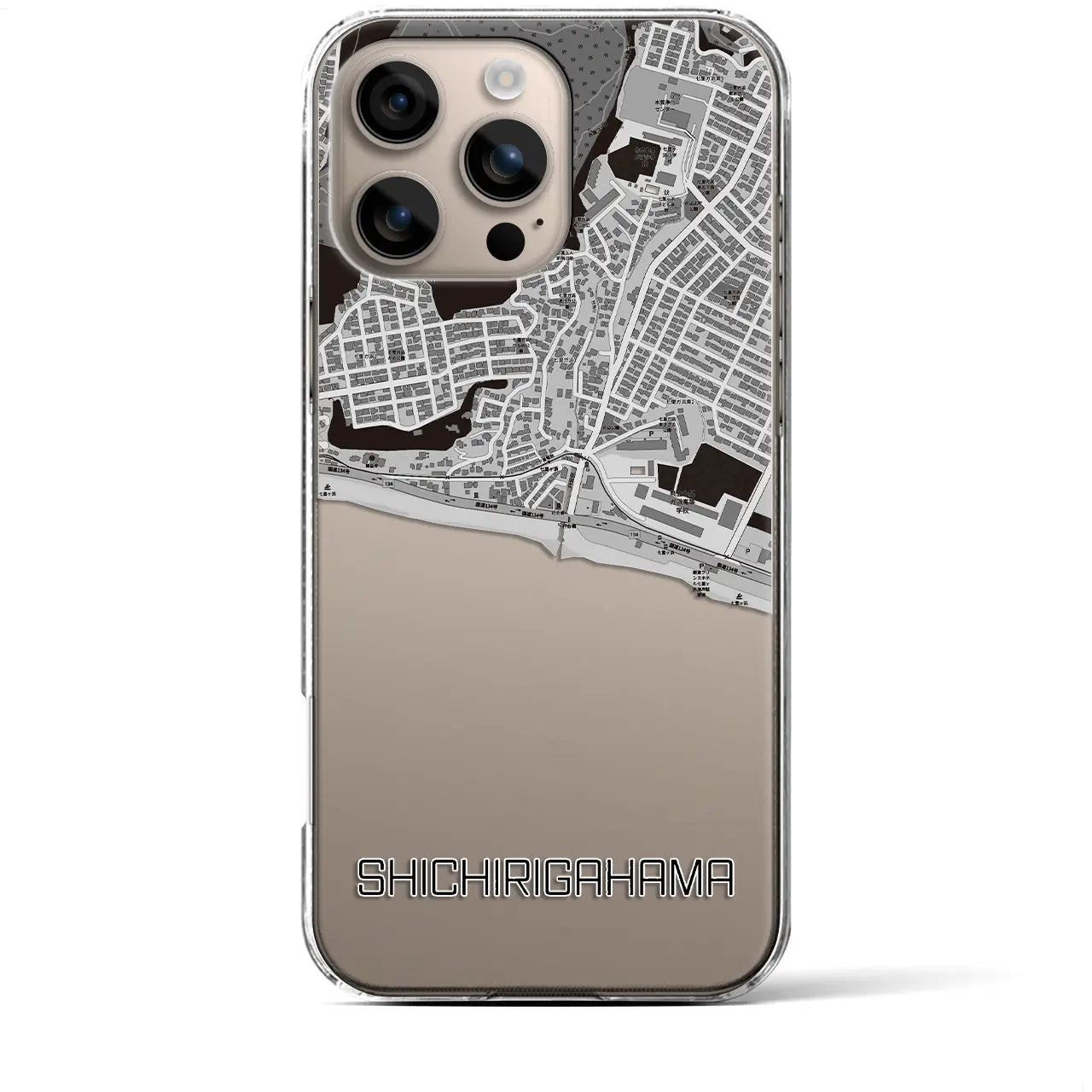 【七里ヶ浜(神奈川県)】地図柄iPhoneケース(クリアタイプ)