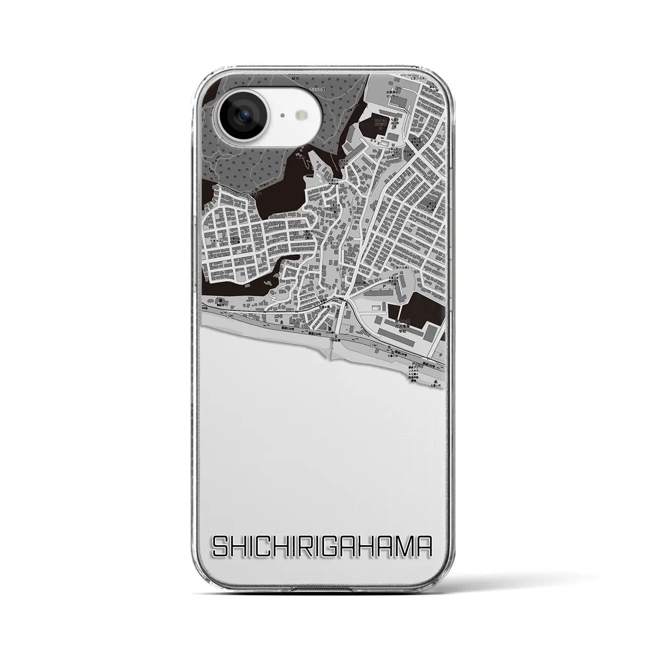 【七里ヶ浜(神奈川県)】地図柄iPhoneケース(クリアタイプ)