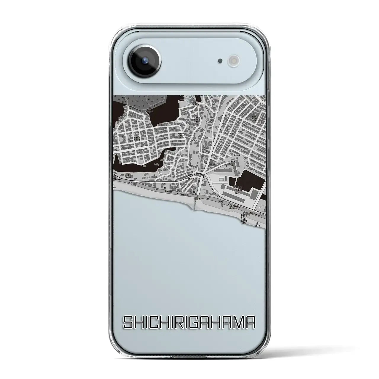 【七里ヶ浜(神奈川県)】地図柄iPhoneケース(クリアタイプ)