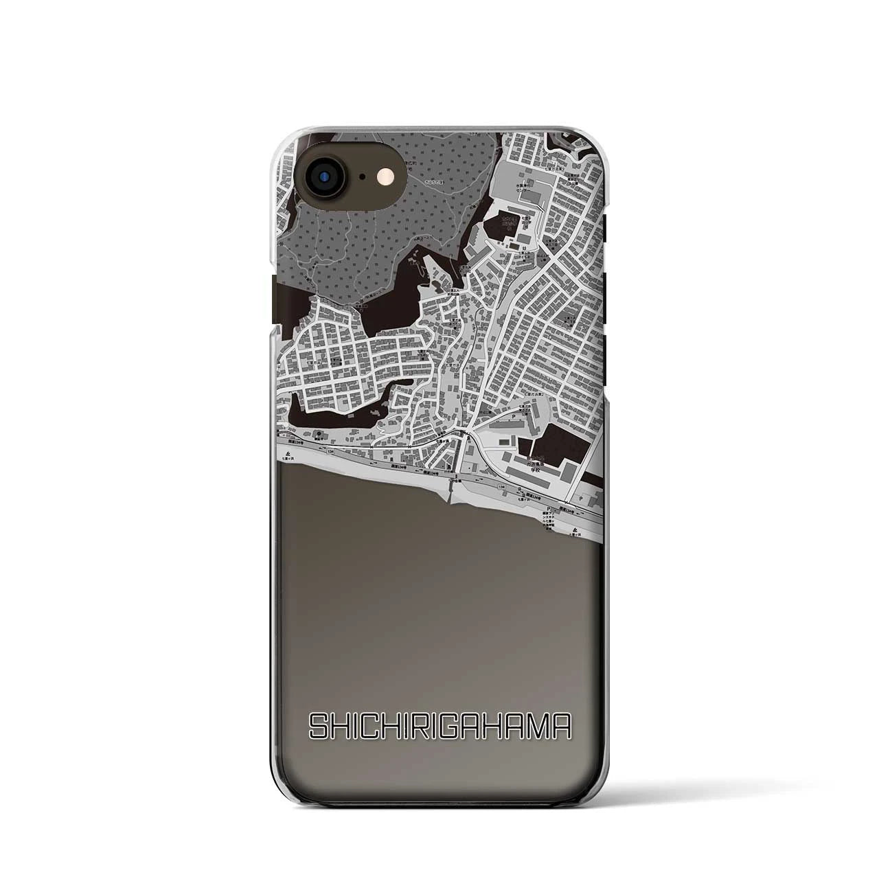 【七里ヶ浜(神奈川県)】地図柄iPhoneケース(クリアタイプ)