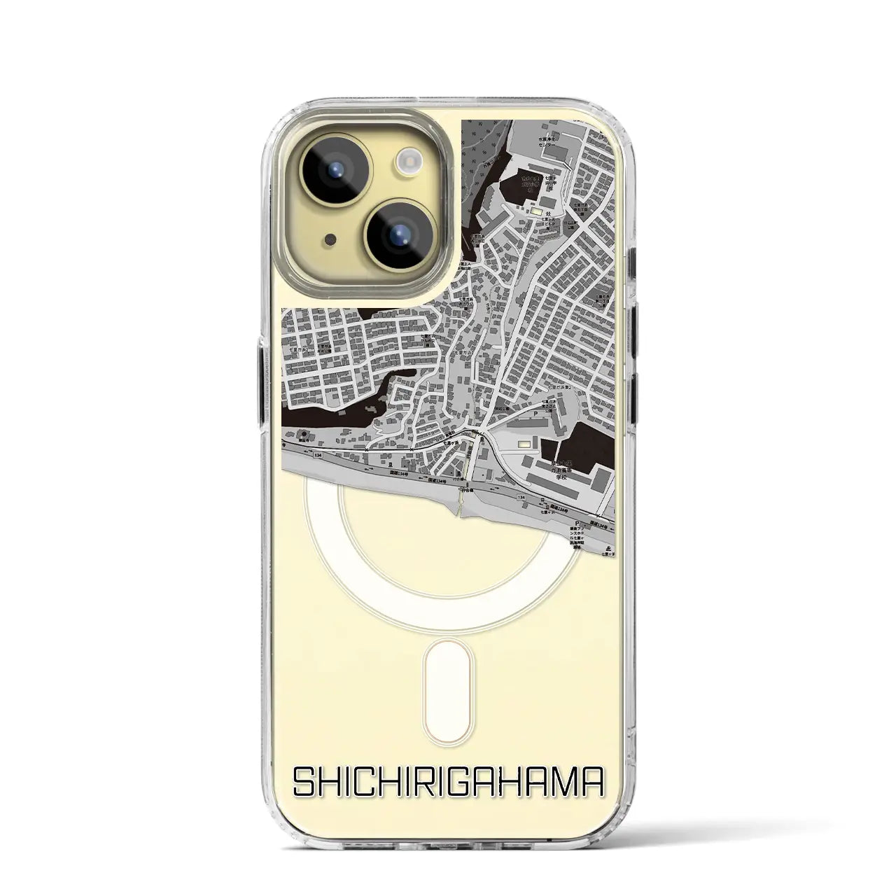 【七里ヶ浜(神奈川県)】地図柄iPhoneケース(MagSafeタイプ)