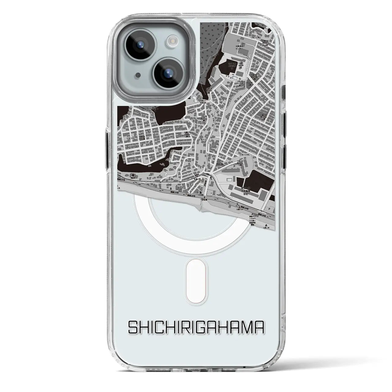 【七里ヶ浜(神奈川県)】地図柄iPhoneケース(MagSafeタイプ)