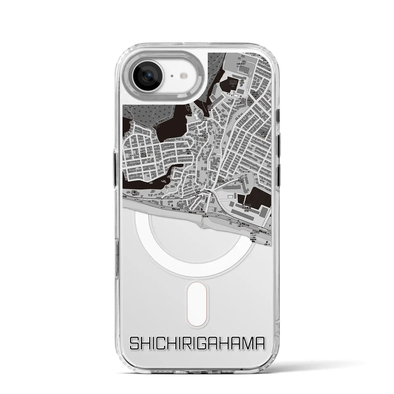 【七里ヶ浜(神奈川県)】地図柄iPhoneケース(MagSafeタイプ)