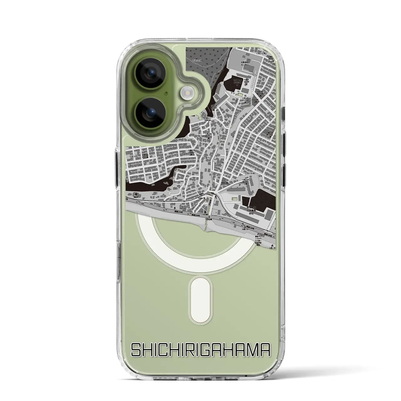 【七里ヶ浜(神奈川県)】地図柄iPhoneケース(MagSafeタイプ)