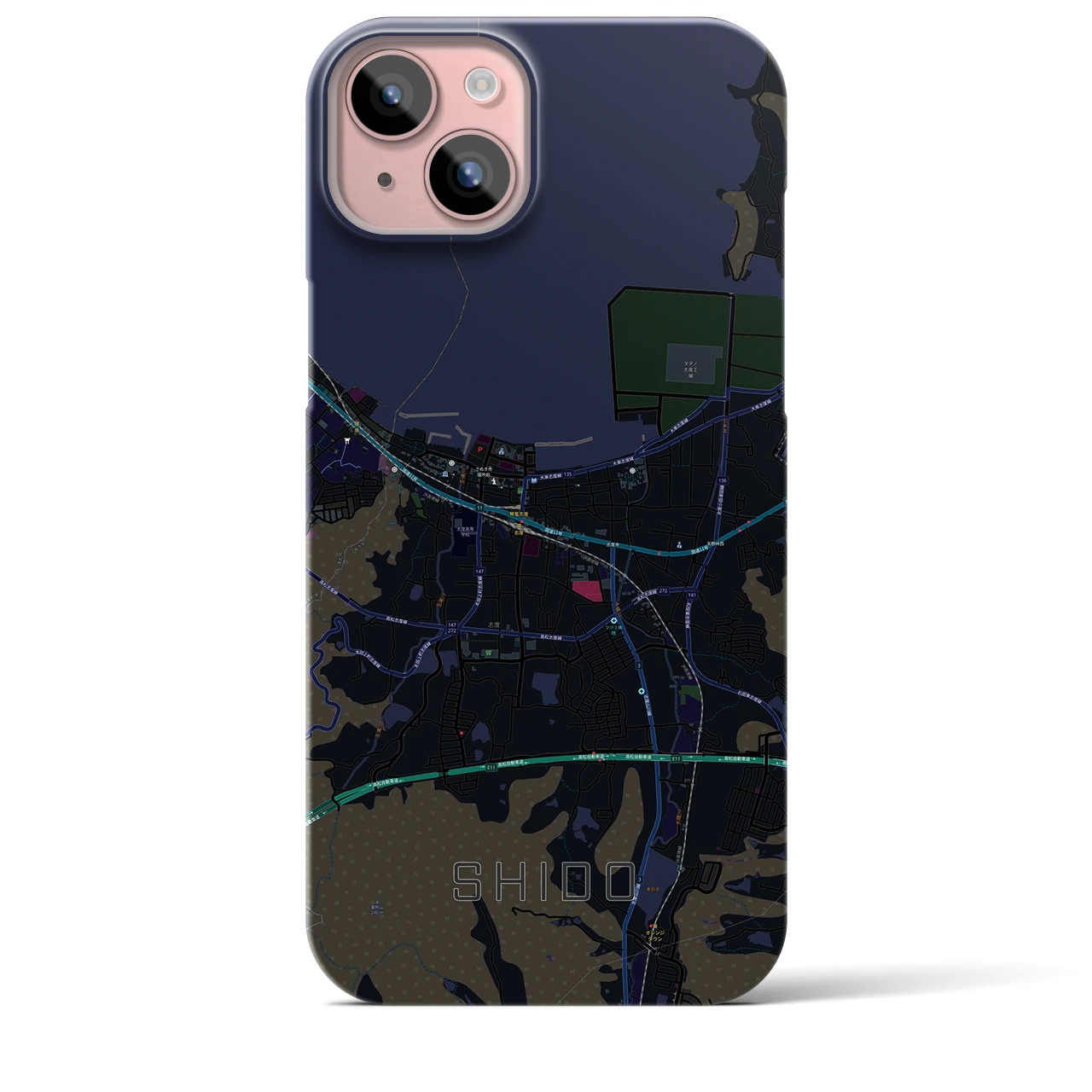 【志度(香川県)】地図柄iPhoneケース(バックカバータイプ)