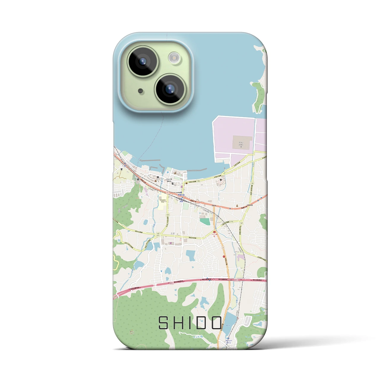 【志度(香川県)】地図柄iPhoneケース(バックカバータイプ)