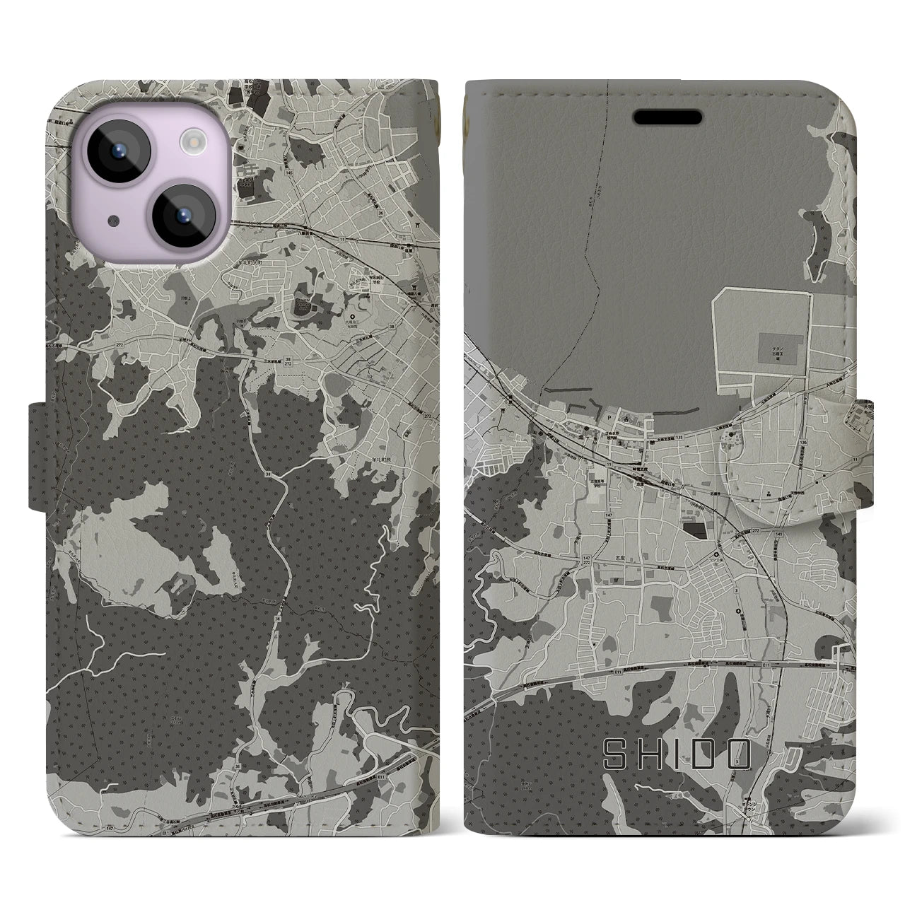 【志度(香川県)】地図柄iPhoneケース(手帳タイプ)