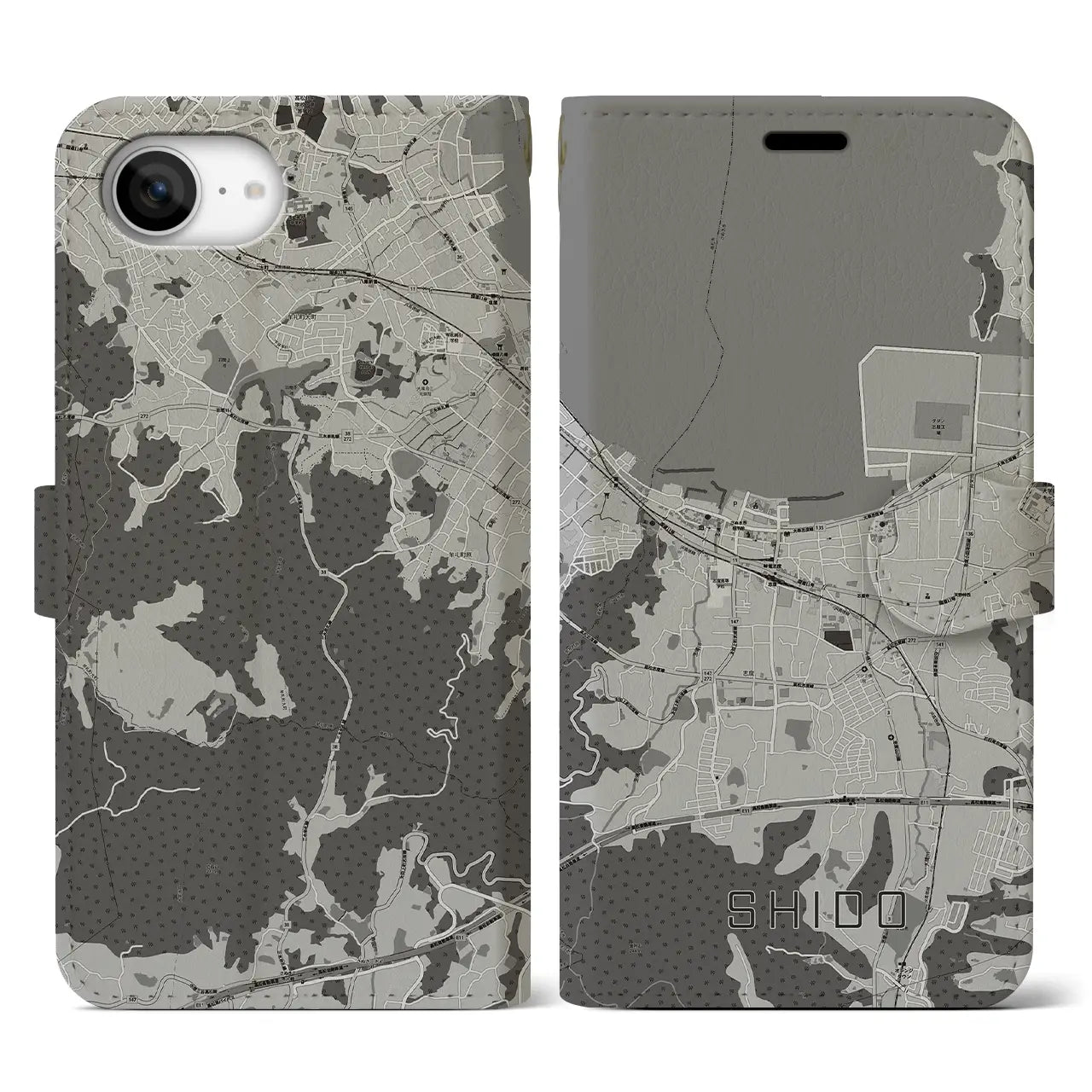 【志度(香川県)】地図柄iPhoneケース(手帳タイプ)