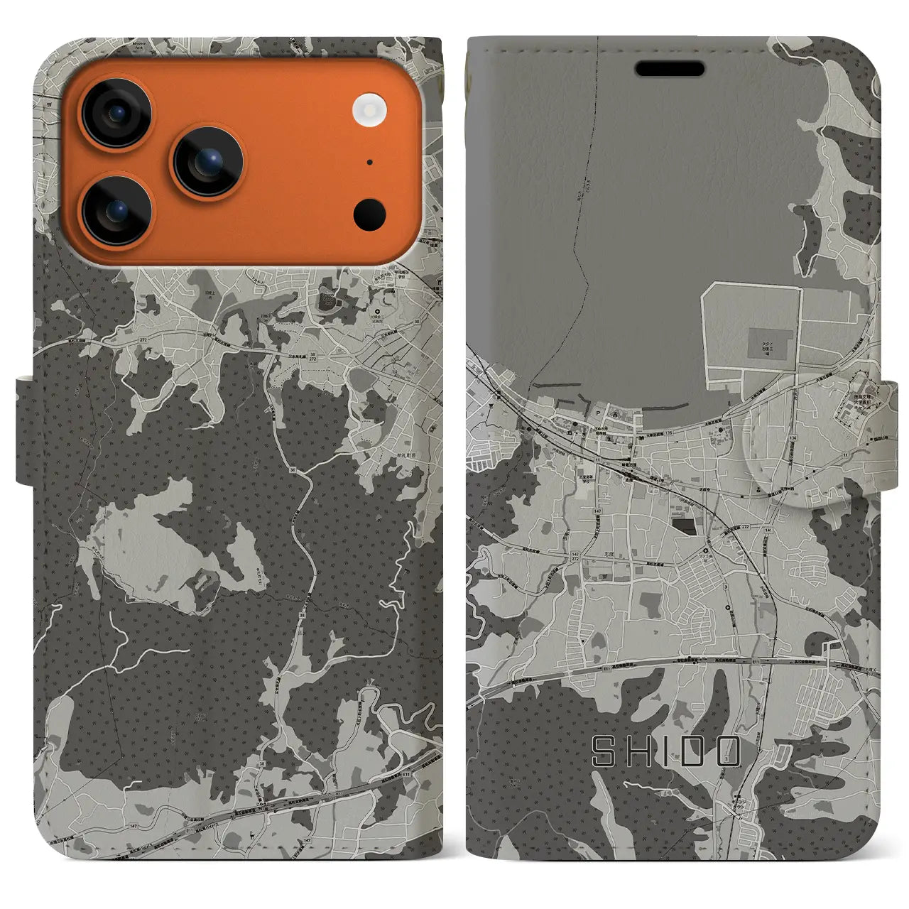 【志度(香川県)】地図柄iPhoneケース(手帳タイプ)