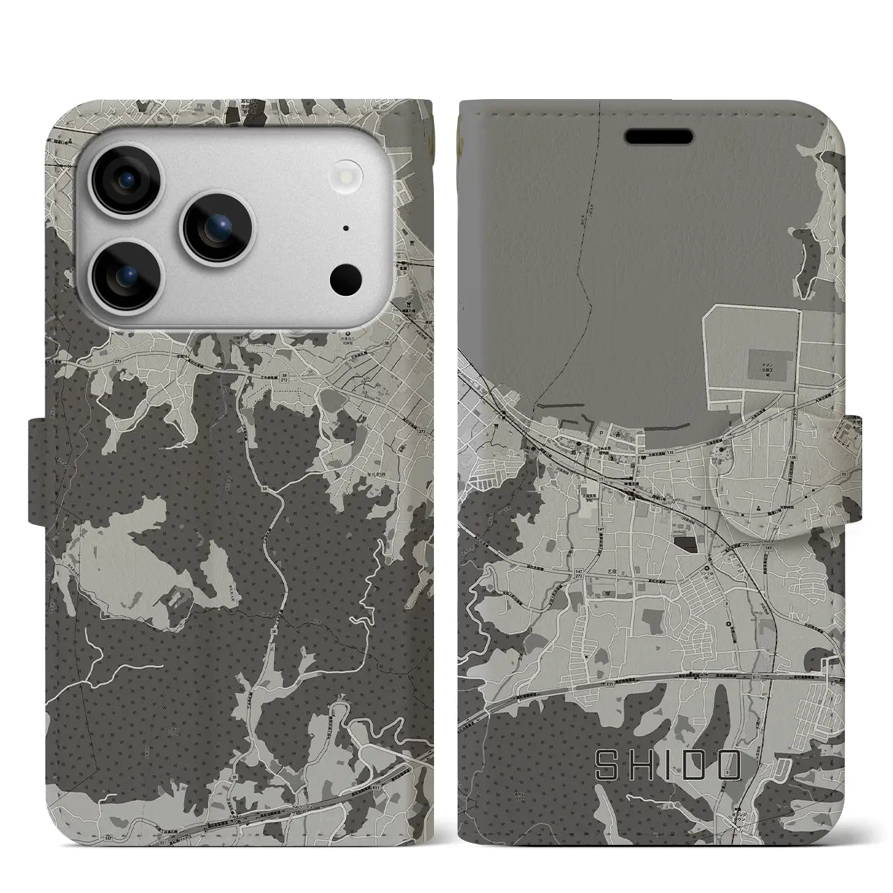 【志度(香川県)】地図柄iPhoneケース(手帳タイプ)