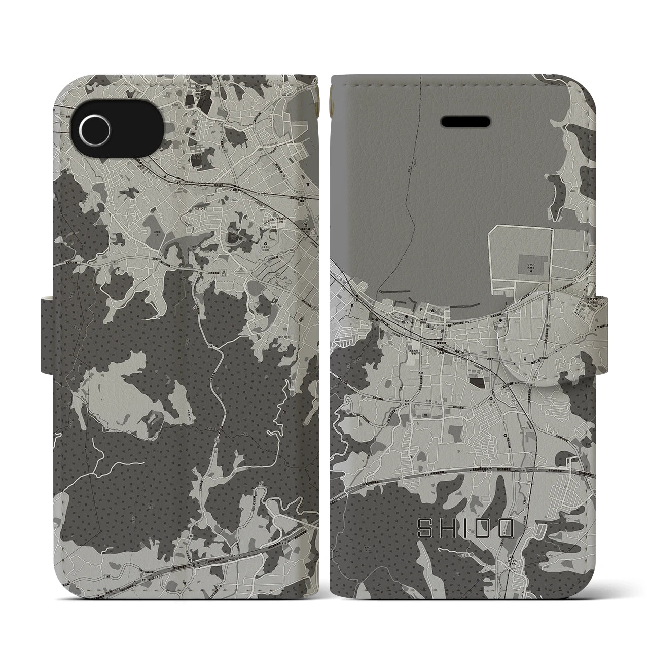 【志度(香川県)】地図柄iPhoneケース(手帳タイプ)